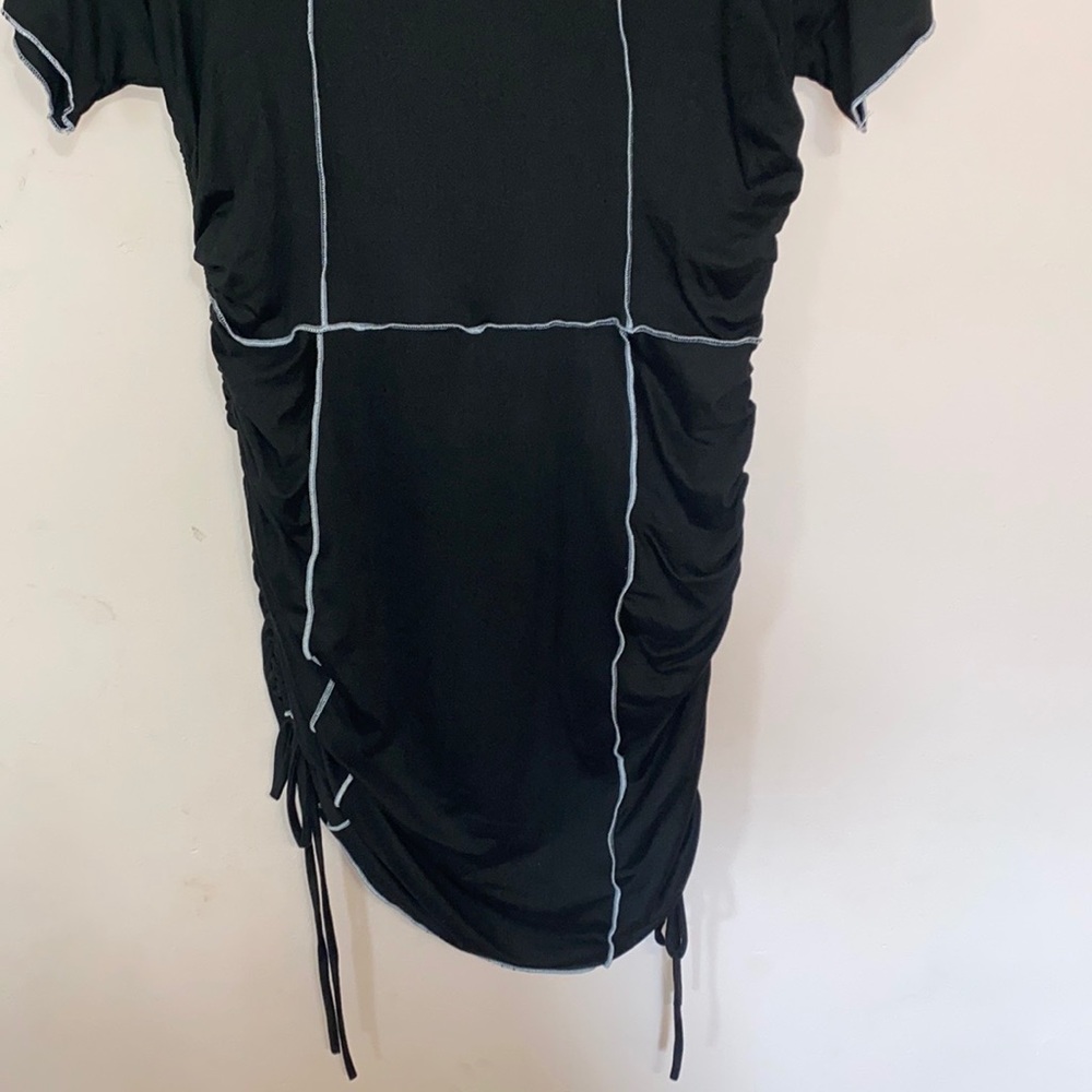 Black Plus Mini Dress with Drawstring Sides - Picture 3 of 7